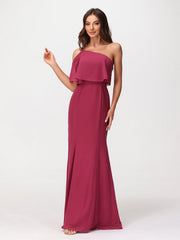 One Shoulder Mermaid Dresses with Slit Mulberry