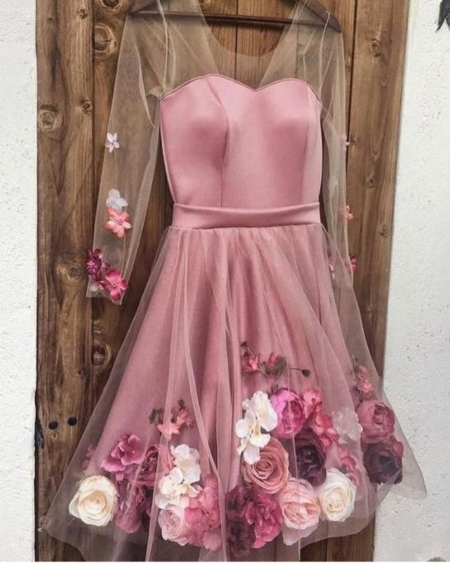Floral Flowers Homecoming Dresses For Cocktail Party