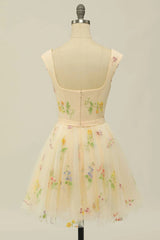 Floral Embroidery Sweetheart A-Line Homecoming Dress Short Party Dress HD0186