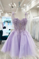 Floral Sweetheart A-Line Lavender Homecoming Dress HD0210