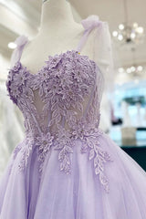 Floral Sweetheart A-Line Lavender Homecoming Dress HD0210