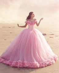Flowers And Tulle Quinceanera Dresses Ball Gowns Off Shoulder