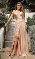 Formal Sage Dresses V Neck Spaghetti Strap Long Satin A-Line Prom Gown Bridesmaid Dress Plus Size Dress Formal / Formal Wear Dresses