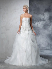 Weitese Dress Formal Women's Dresses Ball Gown Strapless Beading Sleeveless Long Organza Wedding Dresses Party dress Prom Dress Stores
