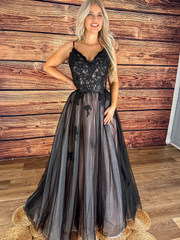 Weitese Dress Formal Women's Dresses A-LinePrincess Wedding Dress Spaghetti Straps Floor Length Tulle V Neck With Train Prom Dress Stores