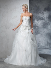 Weitese Dress Formal Women's Dresses Ball Gown Strapless Beading Sleeveless Long Organza Wedding Dresses Party dress Prom Dress Stores