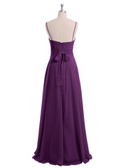 Spaghetti Strap Sweetheart Neck Chiffon Dress Grape