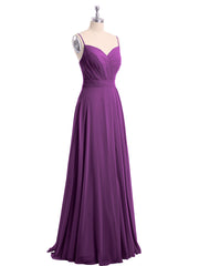 Spaghetti Strap Sweetheart Neck Chiffon Dress Grape