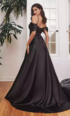 Fresh and elegant off shoulder long A-line embroidered tight corset with lace decals showcasing graceful figure Prom Dresses