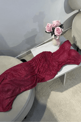 Amazing Fuchsia Sequin Prom Dress Long Mermaid Formal Gown with Split