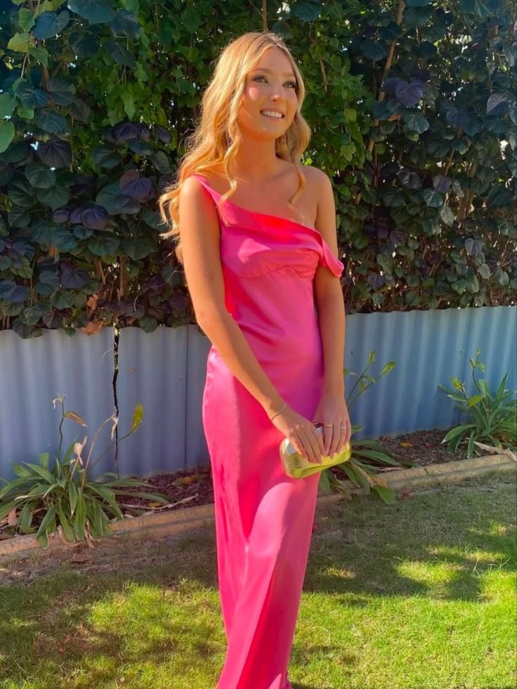 Fuchsia Off the Shoulder Mermaid Satin Long Prom Dress