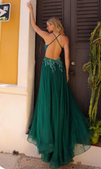 Embellished-Bodice Long A-Line Prom Dress G1405