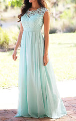 Elegant Simple Lace Chiffon Long Bridesmaid Dress