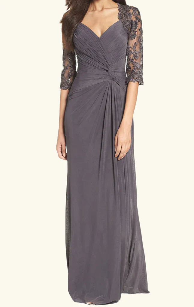 Half Sleeves Long Mother of the Brides Dress
