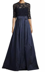 Half Sleeves Lace Long Mother of the Brides Dress
