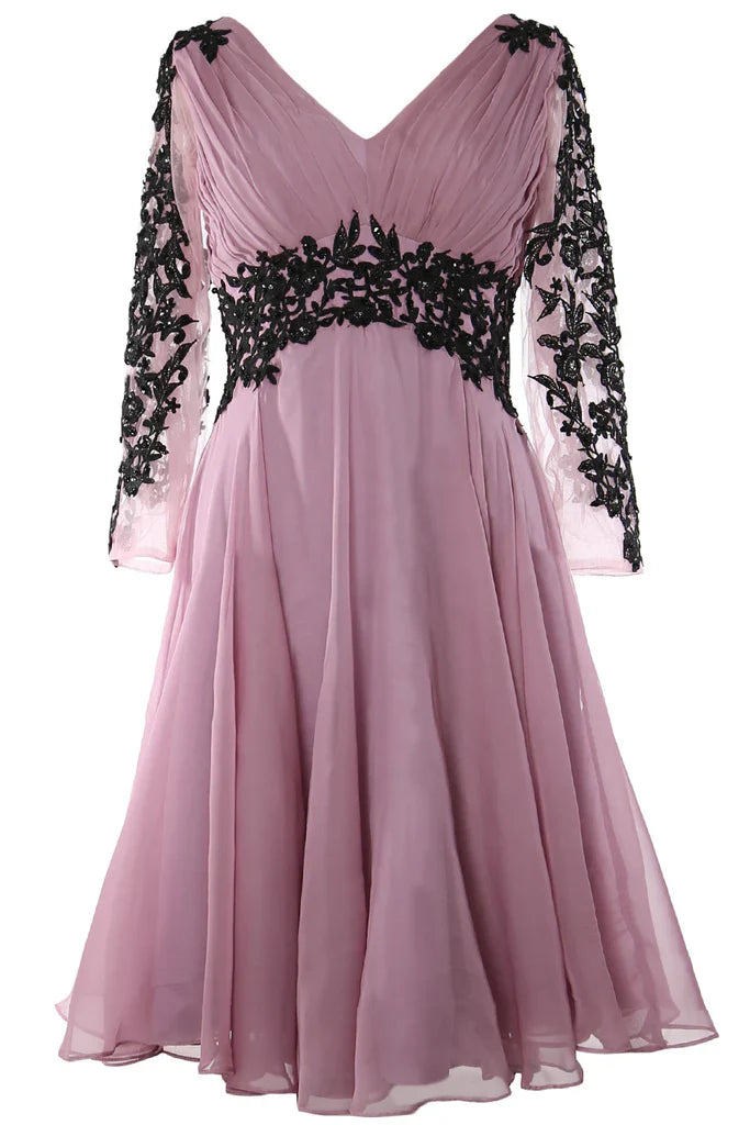 Formal Gown V Neck Long Sleeve Mother of The Brides Dress