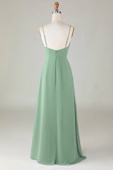 Spaghetti Straps Long Bridesmaid Dress
