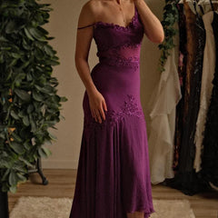 Aimishang Elegant Off The Shoulder Chiffon Long Prom Dress Vintage Evening Party Dress Formal Women's Dresses