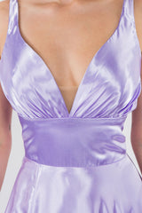 Long Formal Sleeveless Satin Prom Dress
