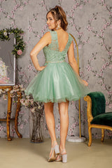 Lace Illusion Top A Line Short Graduation Dress Cocktail