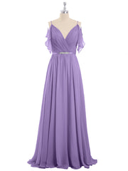 Spaghetti Strap Chiffon Dress with V-neck-Tahiti