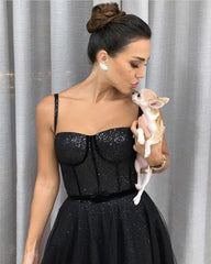 Glitter Sequin Tulle Sweetheart Formal Prom Dresses