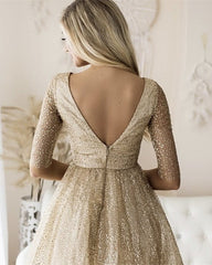 Glitter Tulle Homecoming Dresses Half Sleeves