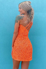 Glitter One Shoulder Hot Pink Tight Short Prom Dress Homecoming Dress HD0167