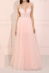 Glitter Pink Long Prom Dress
