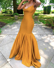 Mermaid Satin Formal Dresses With Straps
