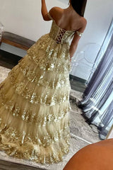 Wholesale Sparkly Gorgeous A-Line Off The Shoulder Long Prom Dress with Sequin Appliques long prom dresses with sleeves