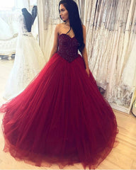 Gorgeous Beaded Sweetheart Tulle Ball Gowns Dresses
