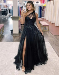 Wholesale Gorgeous A-Line One Shoulder Prom Dress With Appliques prom dresses shops