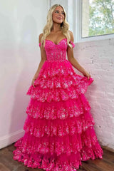 Wholesale Sparkly Gorgeous A-Line Off The Shoulder Long Prom Dress with Sequin Appliques long prom dresses with sleeves