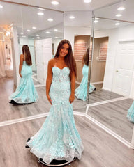 Gorgeous Lace Mermaid Blue 20224 Prom Dresses Sweetheart Long Formal Dress UK