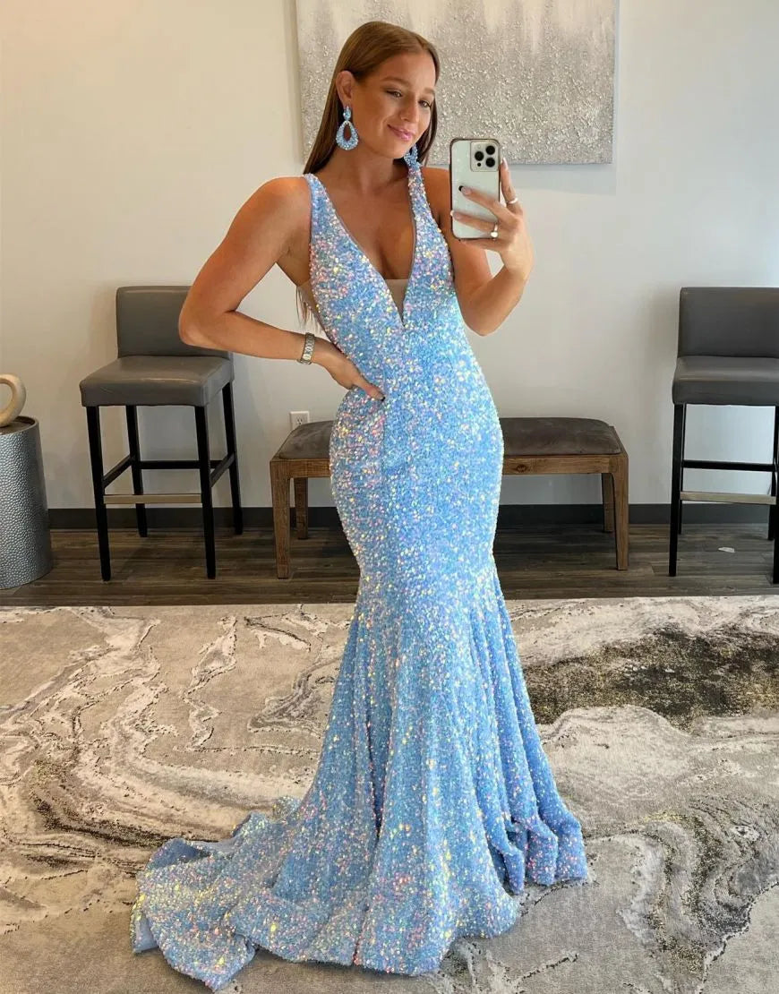 Wholesale Gorgeous Mermaid V-Back Long Glitter Prom Dress prom dresses shops
