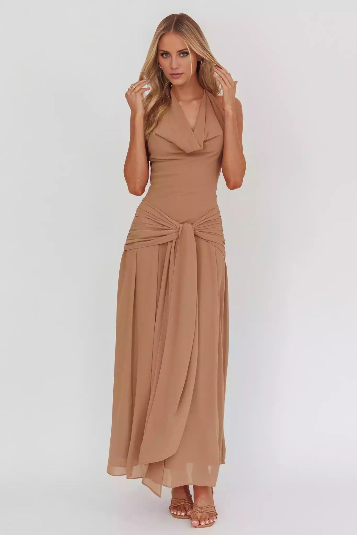 Gorgeous backless lining, waist strap, back with zipper Prom Dresses