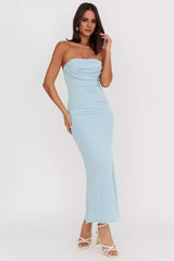 Gorgeous interior strapless chest with pleated details and zippered back for a snug fit Prom Dresses silhouette