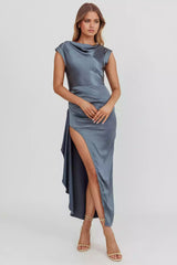 Gorgeous leg slits with a full sense of drape, unlined invisible side zipper Prom Dresses