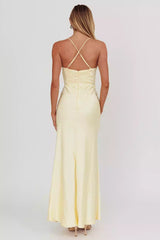 Gorgeous satin lace edge unlined adjustable cross shoulder straps with back zipper Prom Dresses