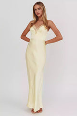 Gorgeous satin lace edge unlined adjustable cross shoulder straps with back zipper Prom Dresses