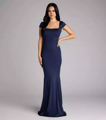 Gorgeous smooth elastic knitted square neckline backless lace up hem zipper mermaid and floor Prom Dresses