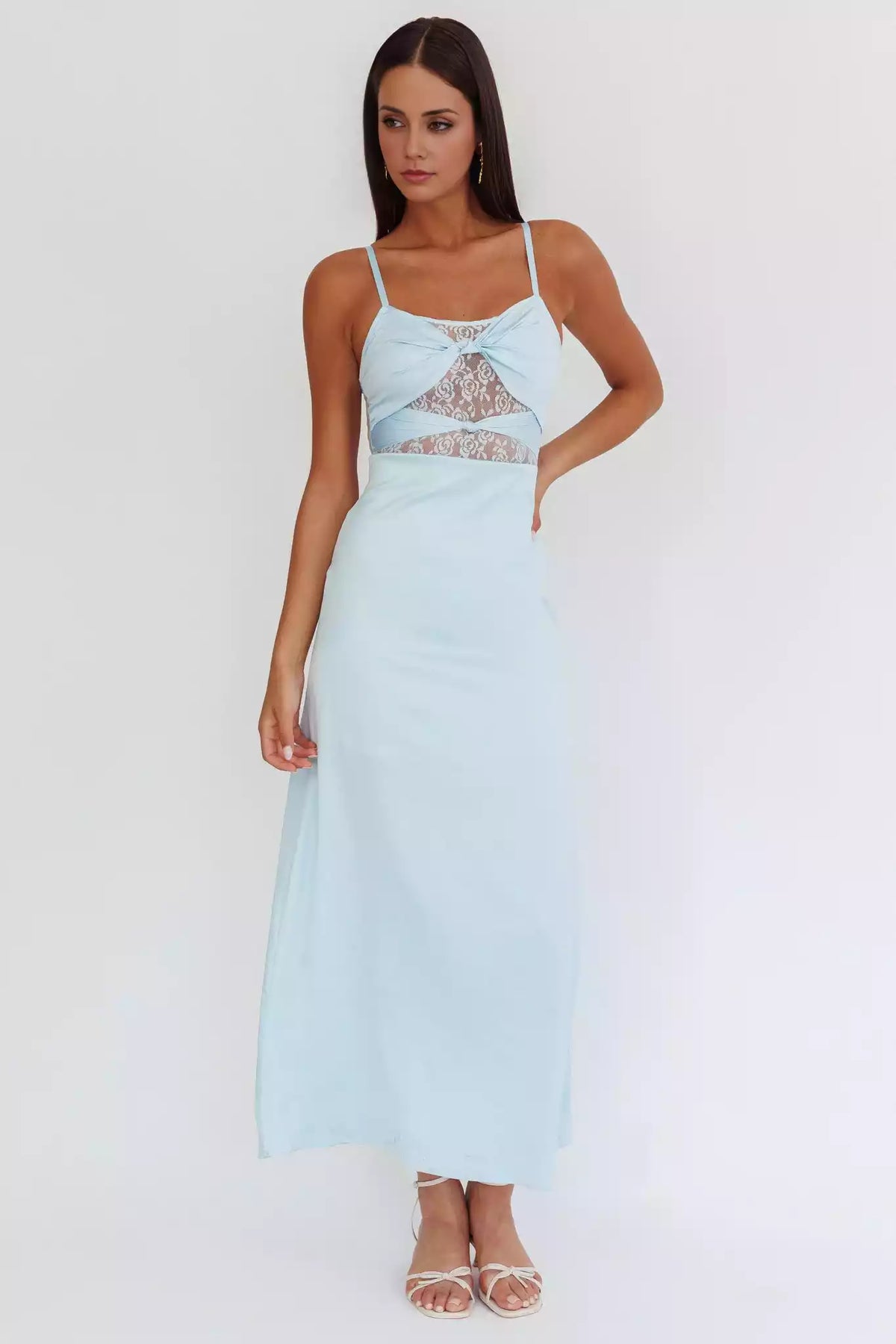 Gorgeous unlined twisted detail lace corset with adjustable shoulder straps and back zipper Prom Dresses