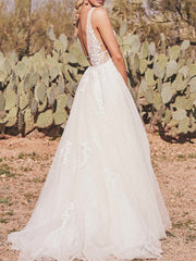 A-Line/Princess V-Neck Floor-Length Wedding Dress Sexy
