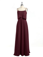 Spaghetti Straps Simple Bridesmaid Dresses-Cabernet