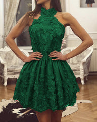 Elegant Lace Homecoming Dresses Halter Top