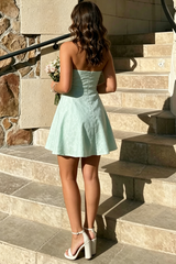 Green A-Line Appliques Strapless Empire-Waist Sleeveless Short Homecoming Dress