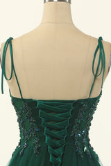 Green Sweetheart Tie-Strap A-Line Short Homecoming Dress