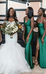Multiway Elastic Satin Emerald Green Bridesmaid Dresses Mismatched