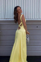 Green Spaghetti Straps Sheath Satin Long Prom Dress